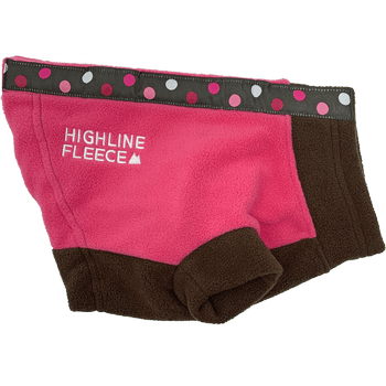 Highline Fleece Dog Coat - Pink and Brown with Polka Dots