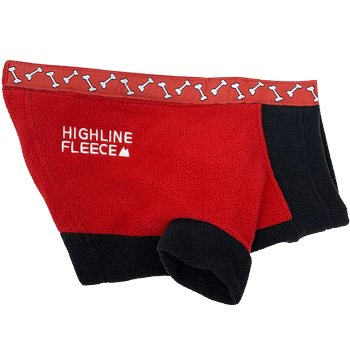 Highline Fleece Dog Coat - Red and Black with Rolling Bones