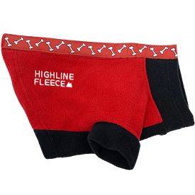 Highline Fleece Dog Coat - Red and Black with Rolling Bones