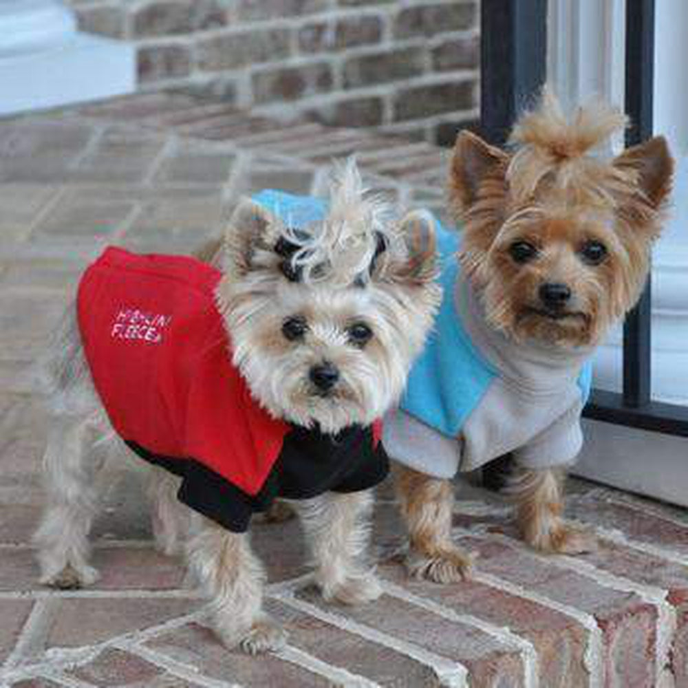 Highline Fleece Dog Coat - Red and Black with Rolling Bones