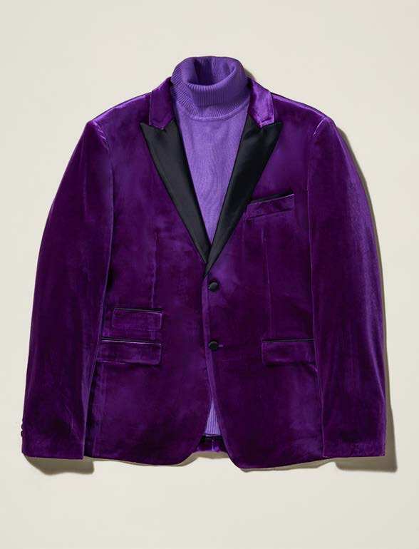 Inserch Metallic Velvet Peak Lapel Blazer BL202-126 Purple