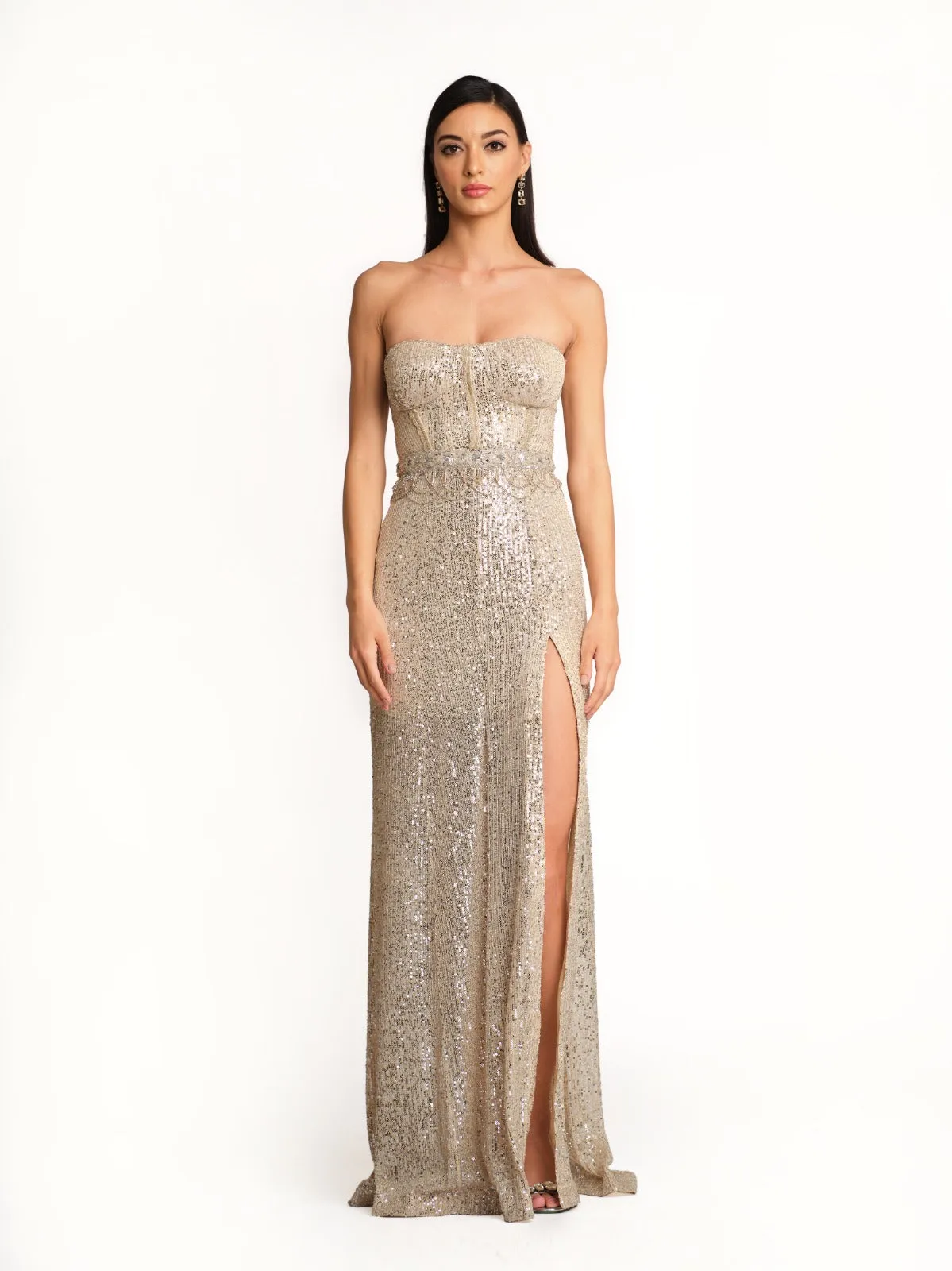 Ivory Sequin Corset Gown