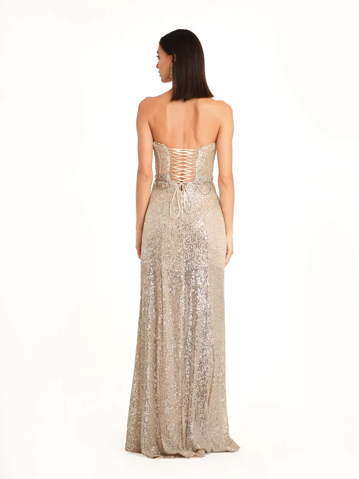 Ivory Sequin Corset Gown