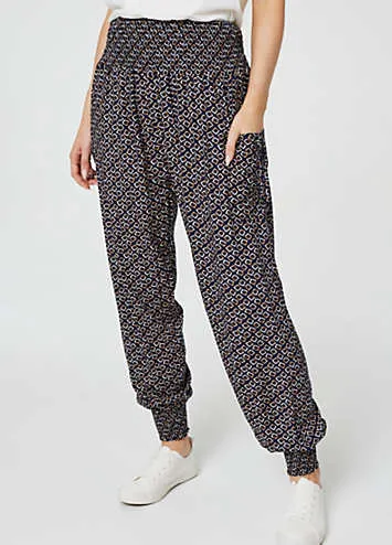 Izabel London Navy Geo Print Pocket Detail Pants | Grattan