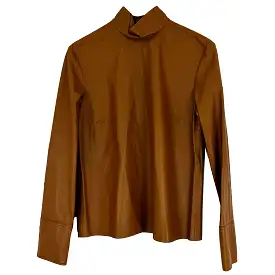 Joseph Brand New $1075 Caramel Bibo Nappa Leather Turtleneck Top S