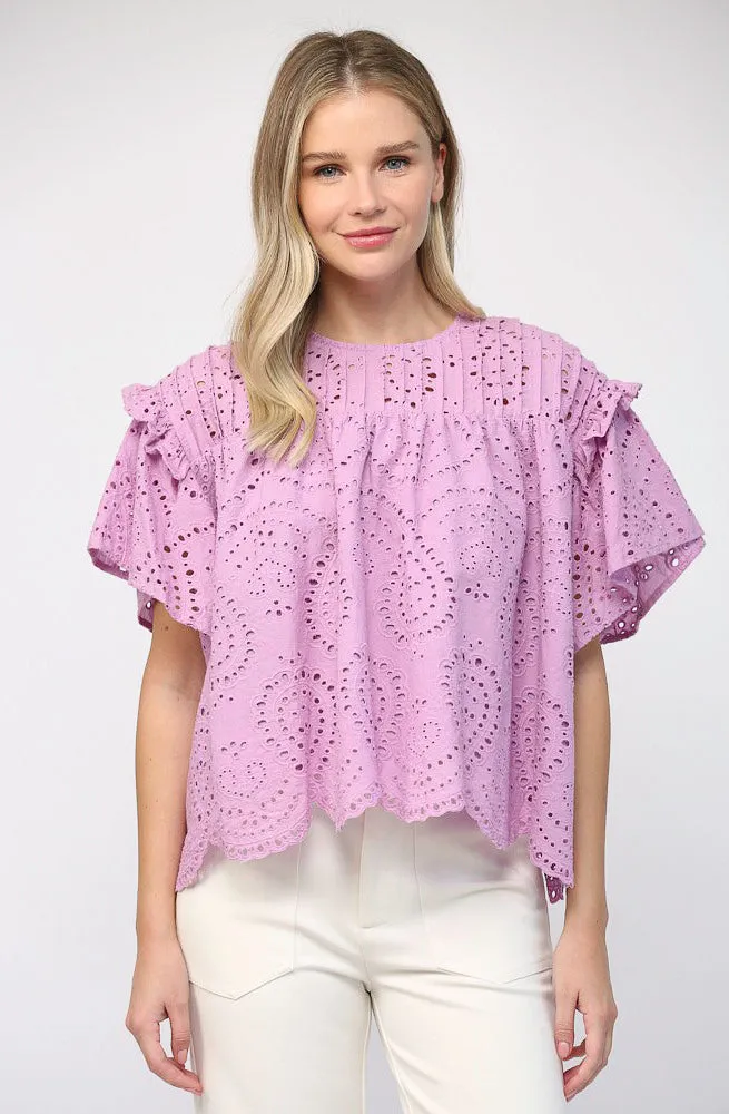 LAVENDER HAZE EYELET TOP