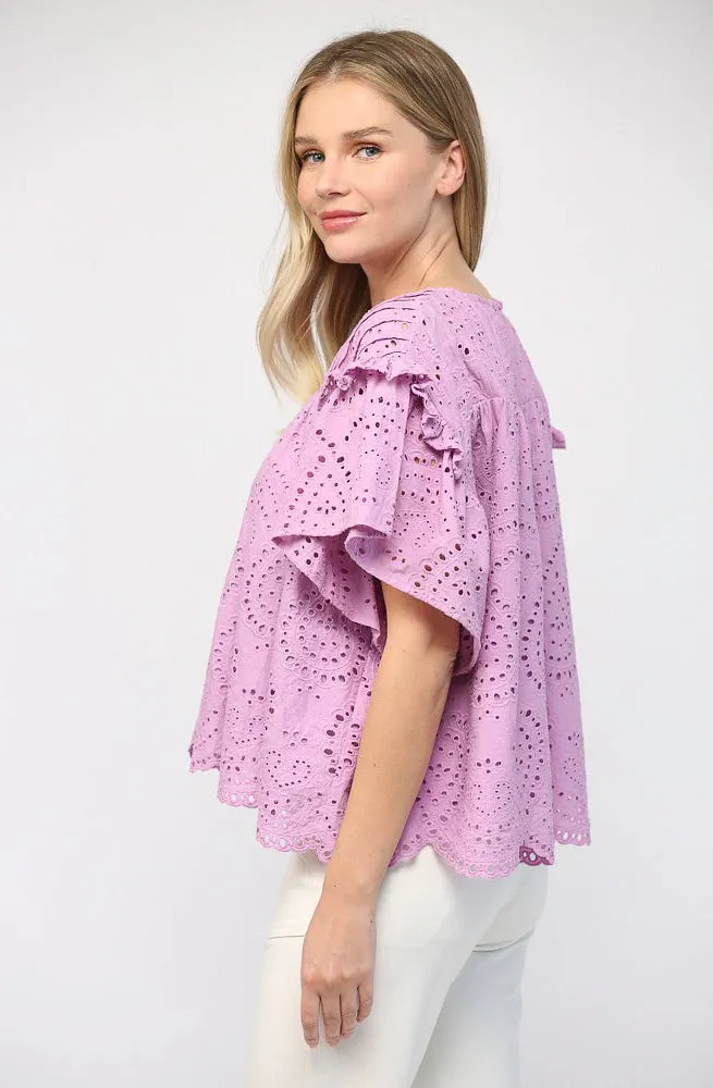 LAVENDER HAZE EYELET TOP