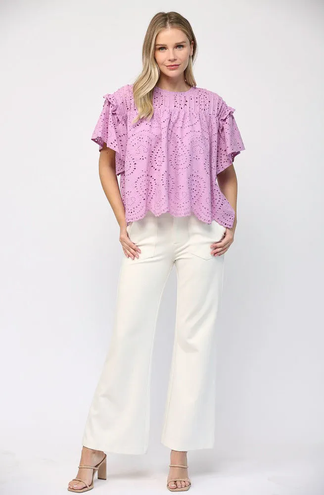 LAVENDER HAZE EYELET TOP