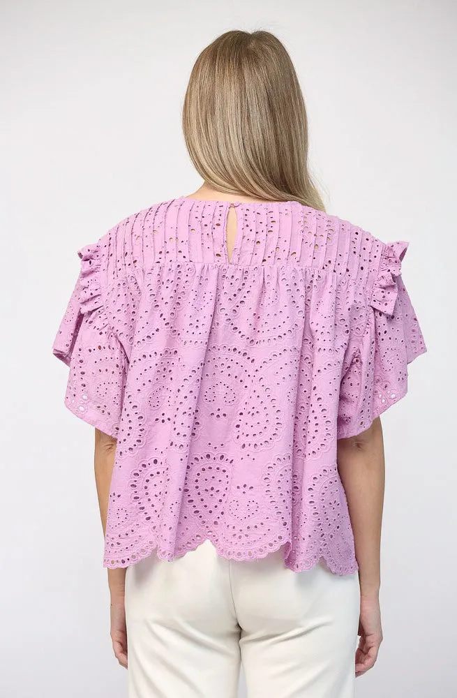 LAVENDER HAZE EYELET TOP