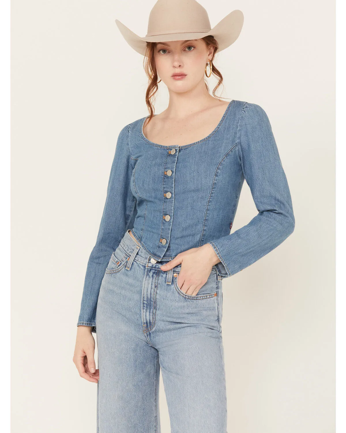 Levi's Women's Daryn Corset Long Sleeve Denim Shirt