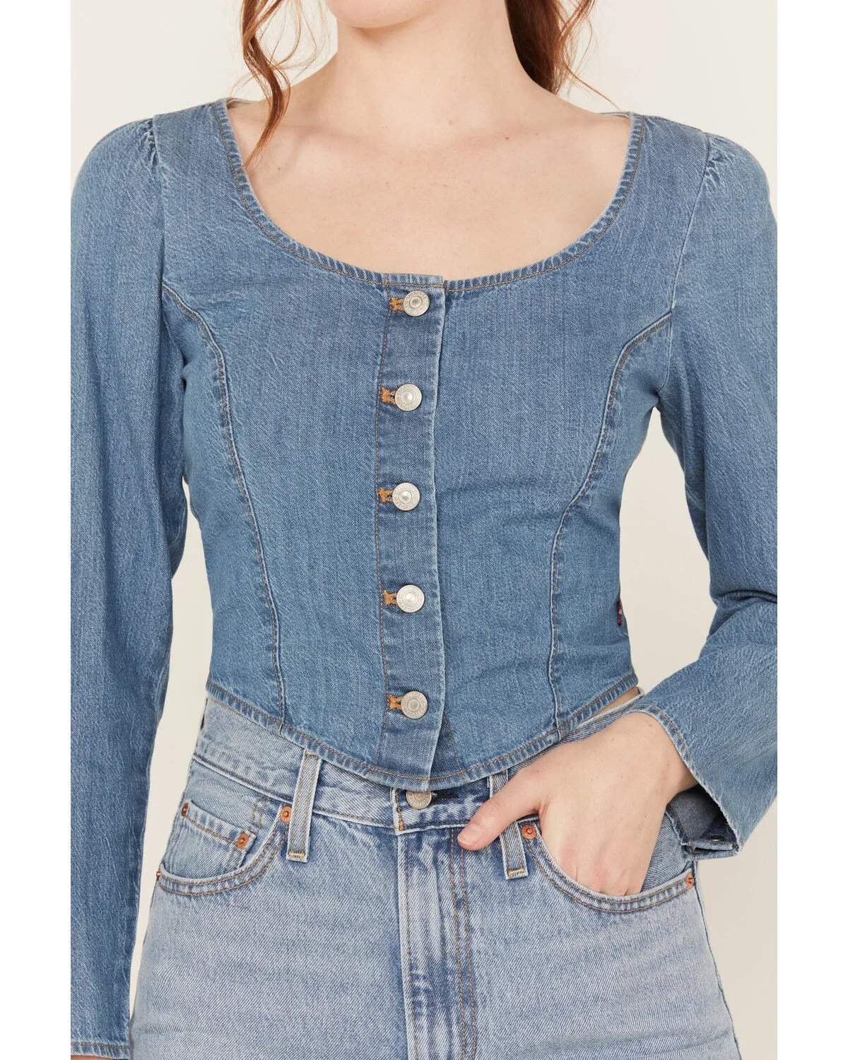 Levi's Women's Daryn Corset Long Sleeve Denim Shirt