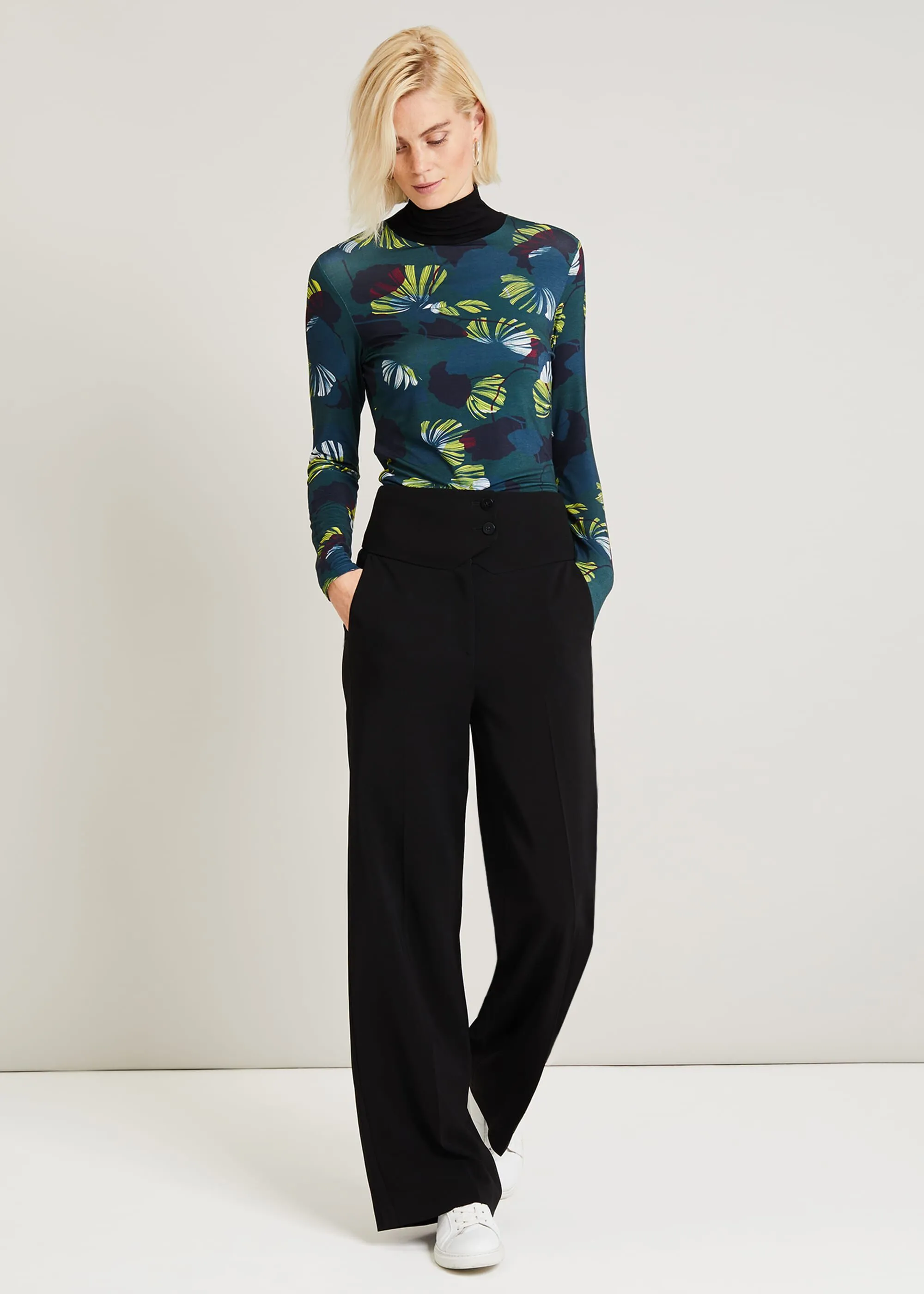 Lina Print Turtleneck Top