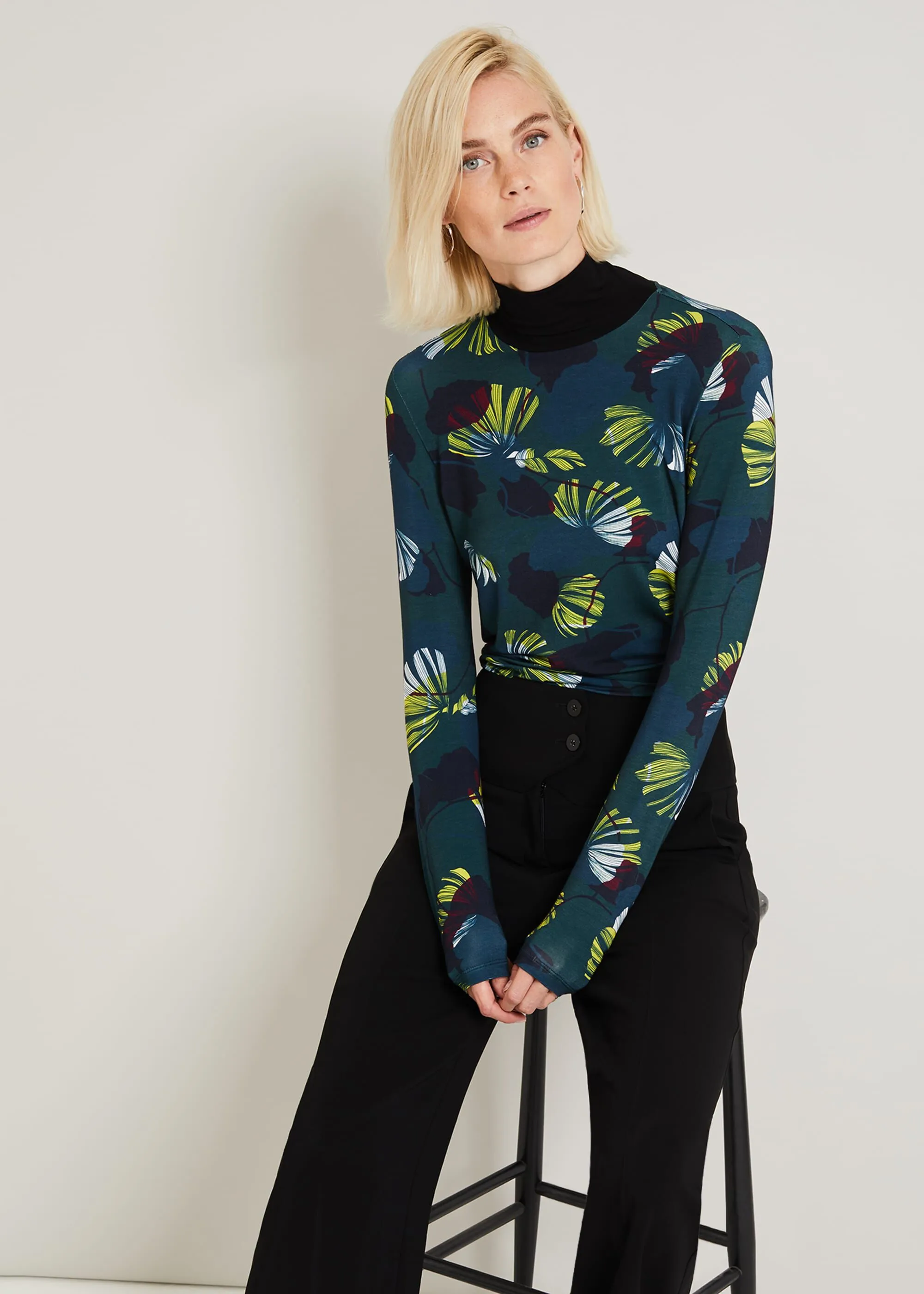 Lina Print Turtleneck Top