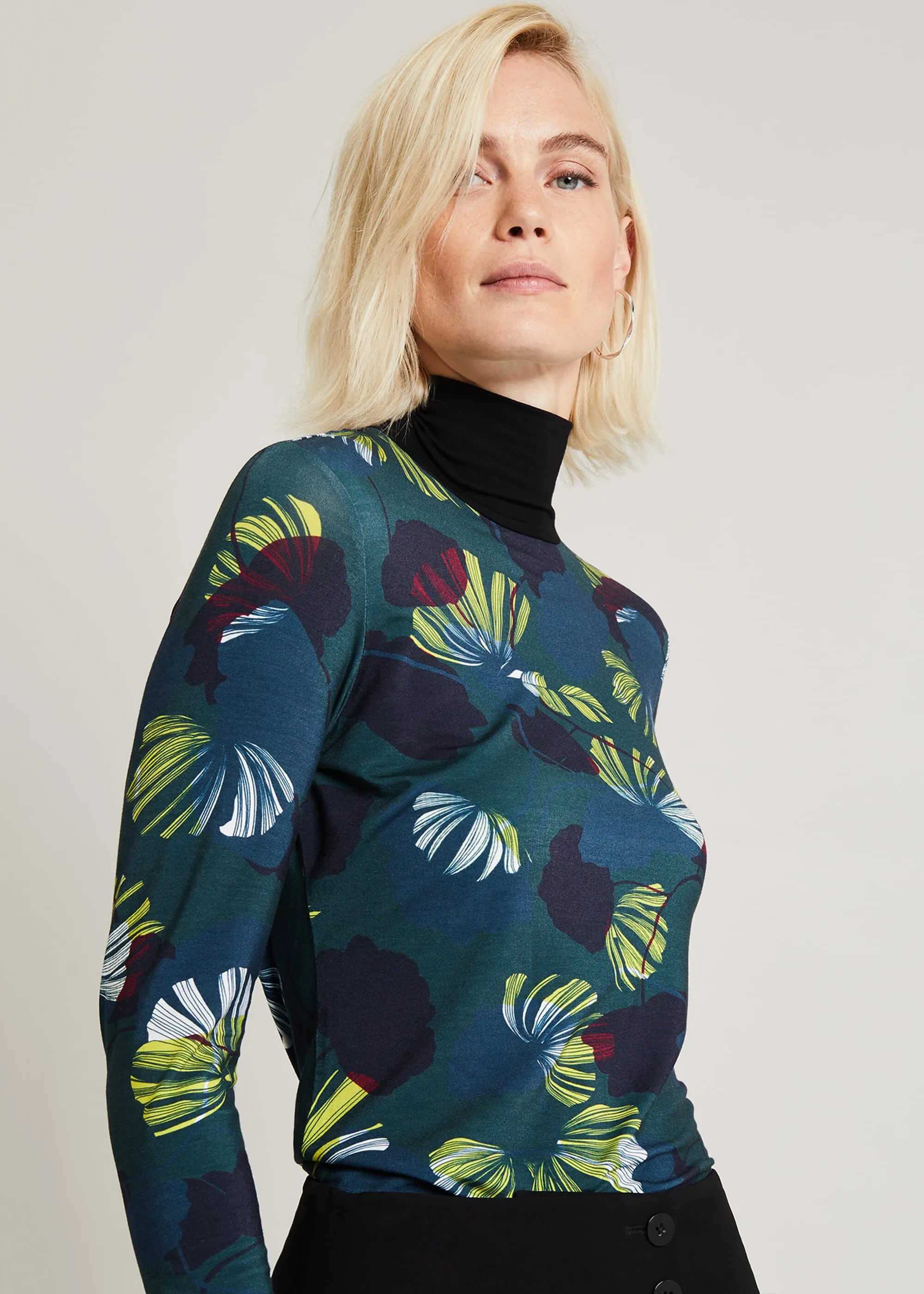 Lina Print Turtleneck Top