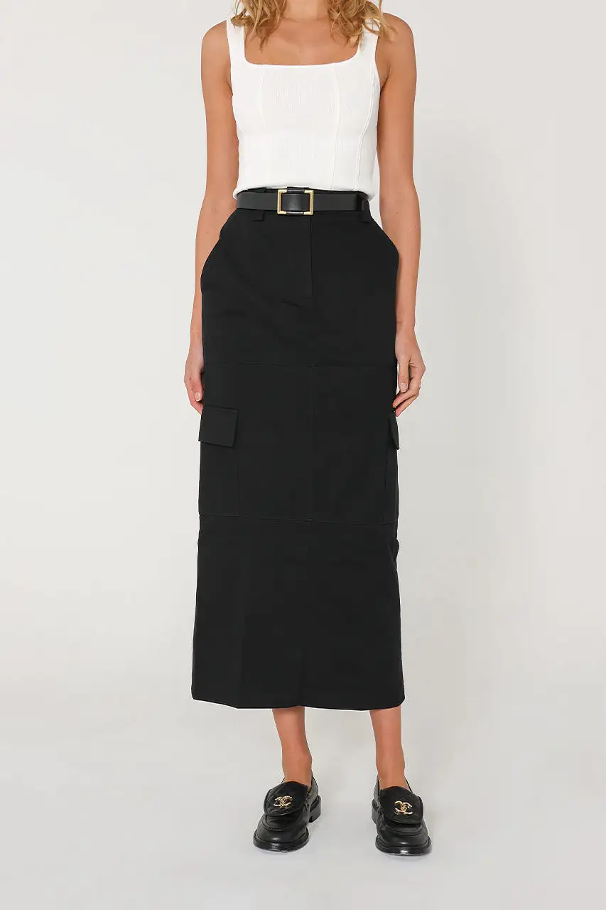 Lisa Cargo Maxi Skirt | Black