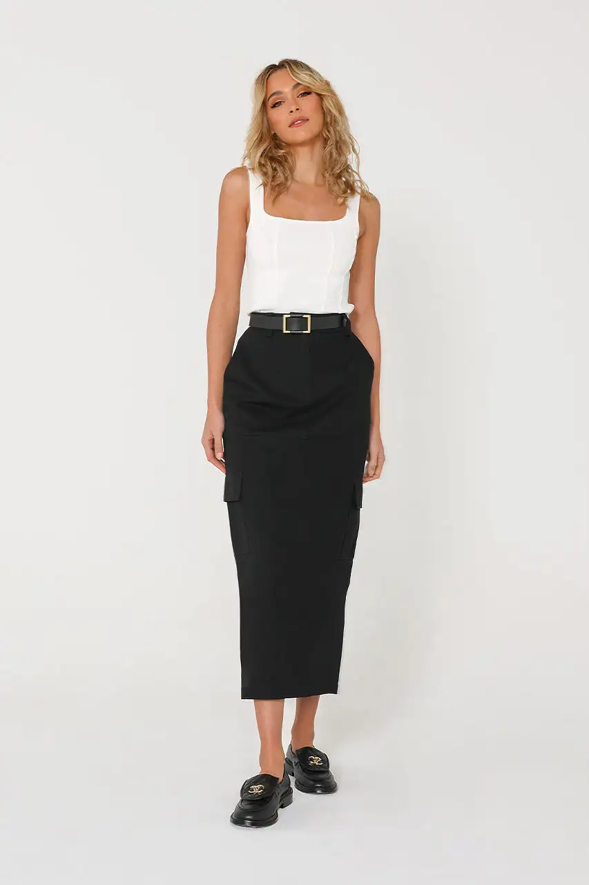 Lisa Cargo Maxi Skirt | Black