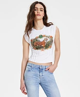 Macy's Guess Women's Sleeveless Tiger-Graphic Corset T-Shirt