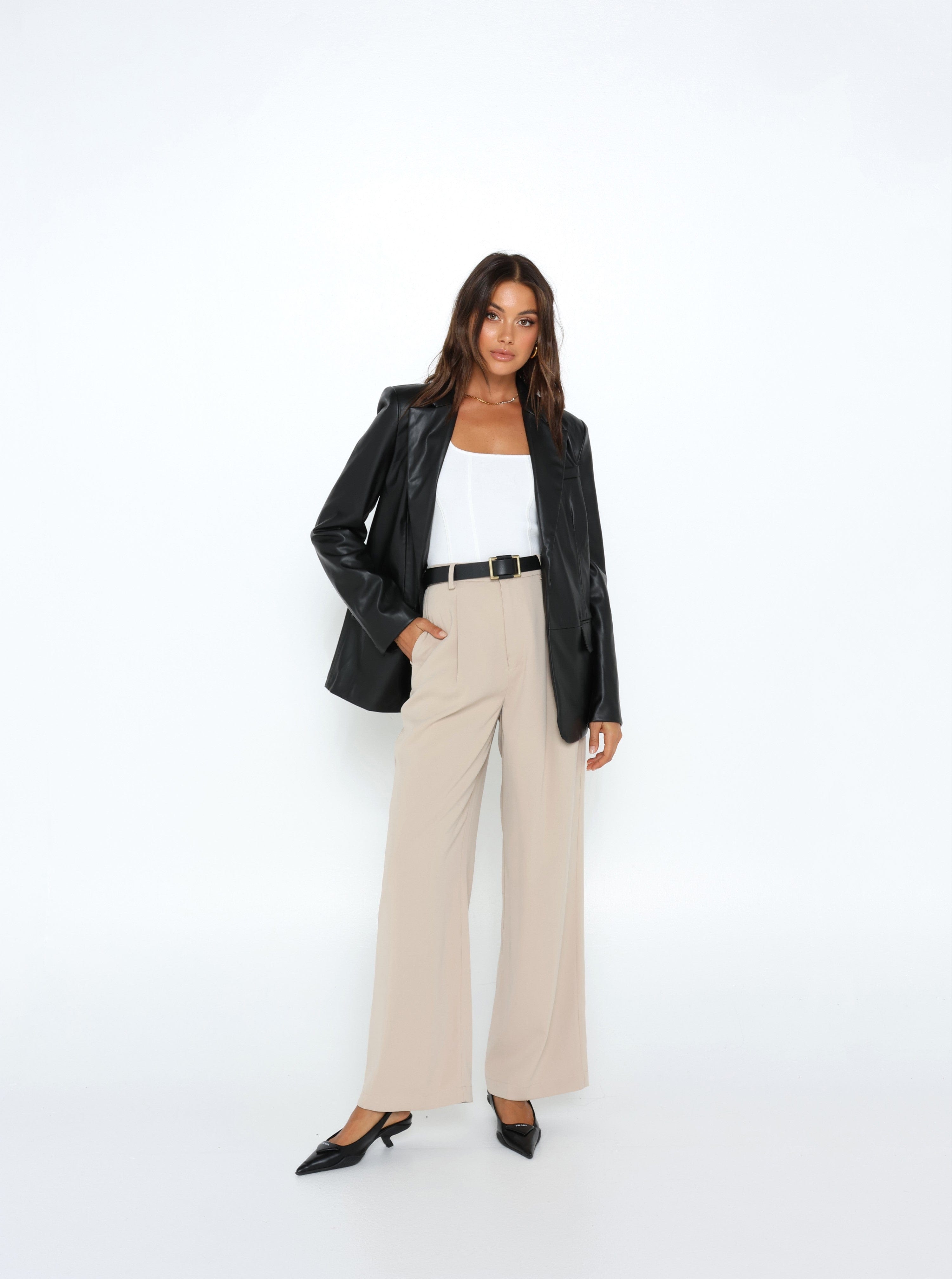 Madison The Label Landon Blazer Faux Leather - Black