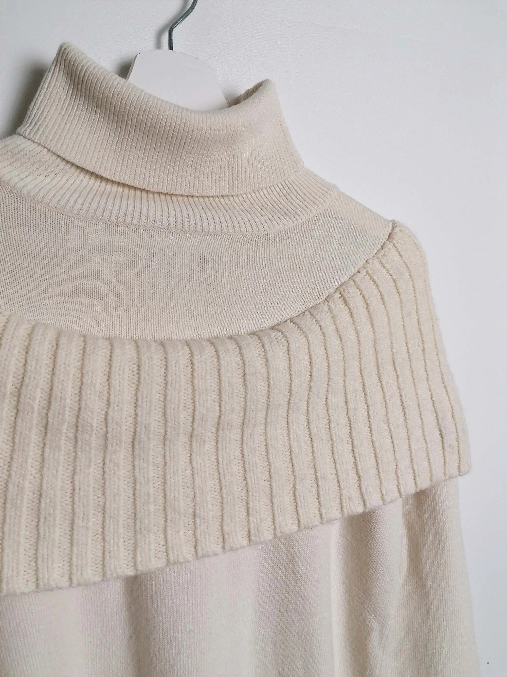 MANGO Y2K Faux Collar Turtleneck Sweater in White