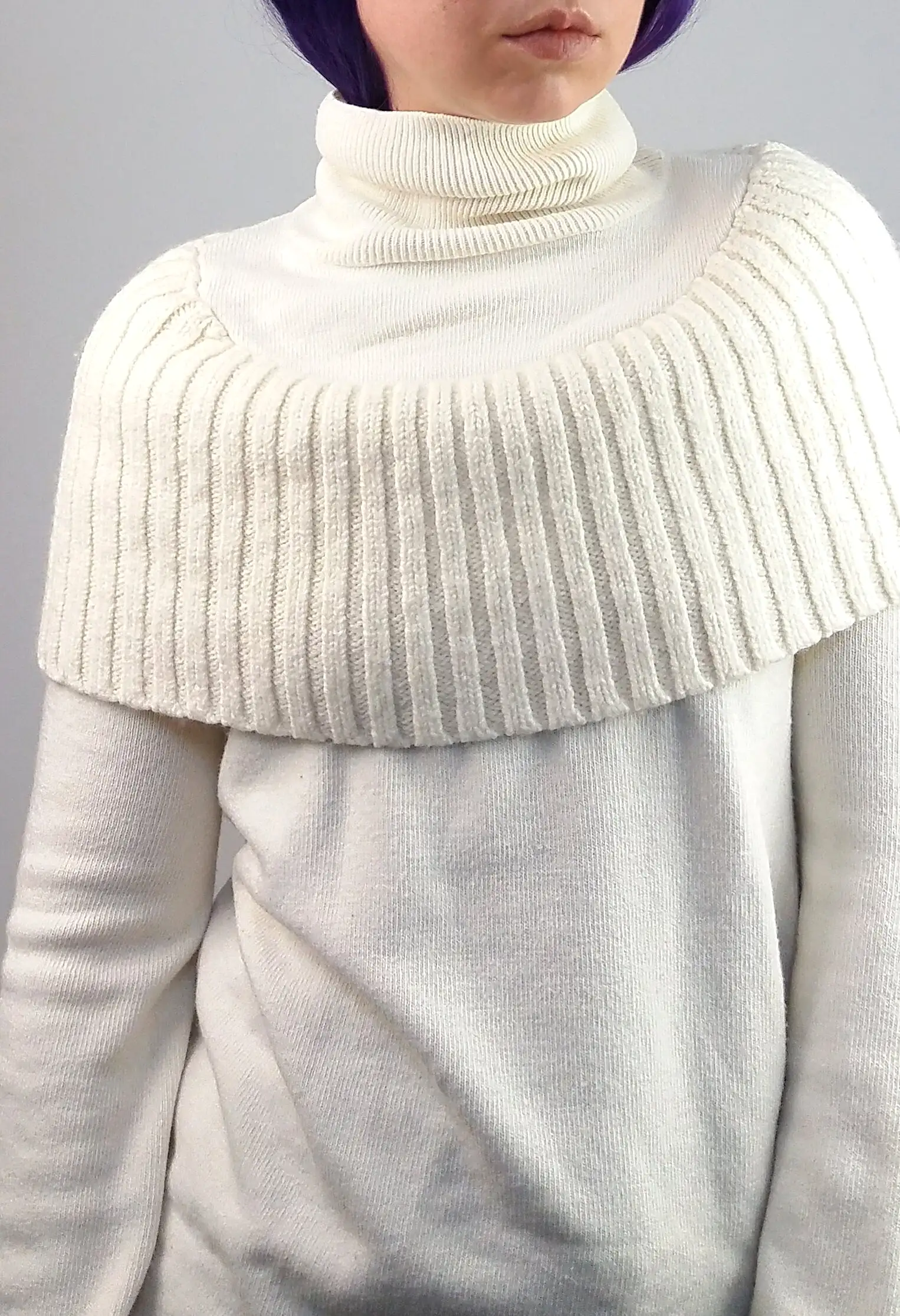 MANGO Y2K Faux Collar Turtleneck Sweater in White