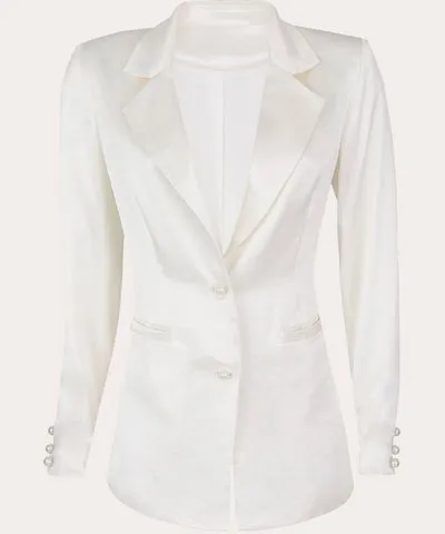 Mariandree Gaitan Women's Milena Pearl Embellished Satin Blazer