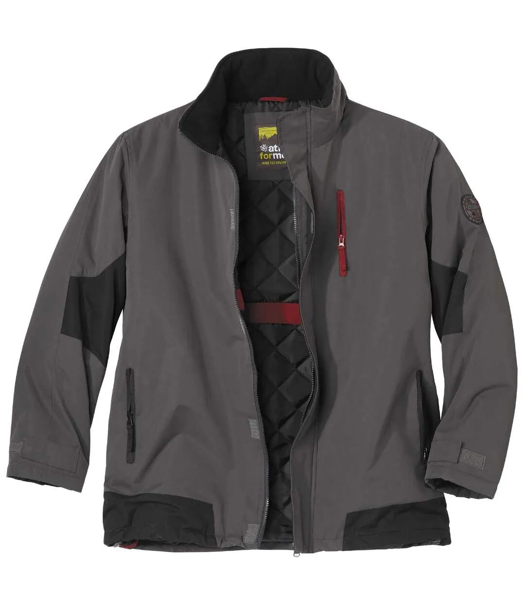 Men's All-Terrain Water-Repellent Parka - Grey Black Red