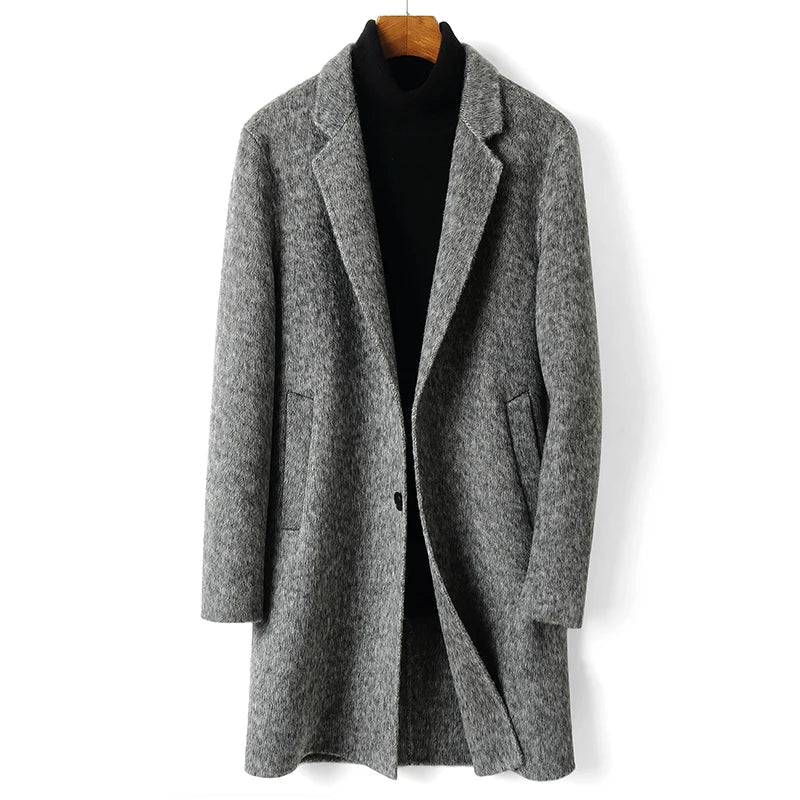 Men's Double-sided Cashmere Wool Turn-down Collar Trench Coat