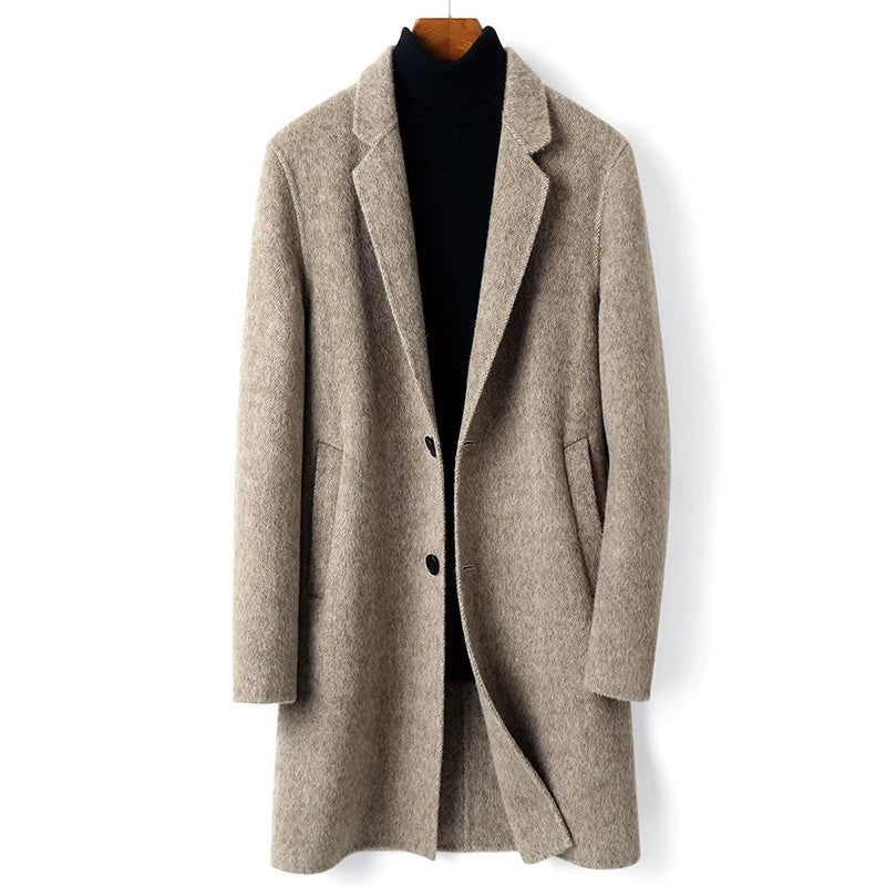 Men's Double-sided Cashmere Wool Turn-down Collar Trench Coat