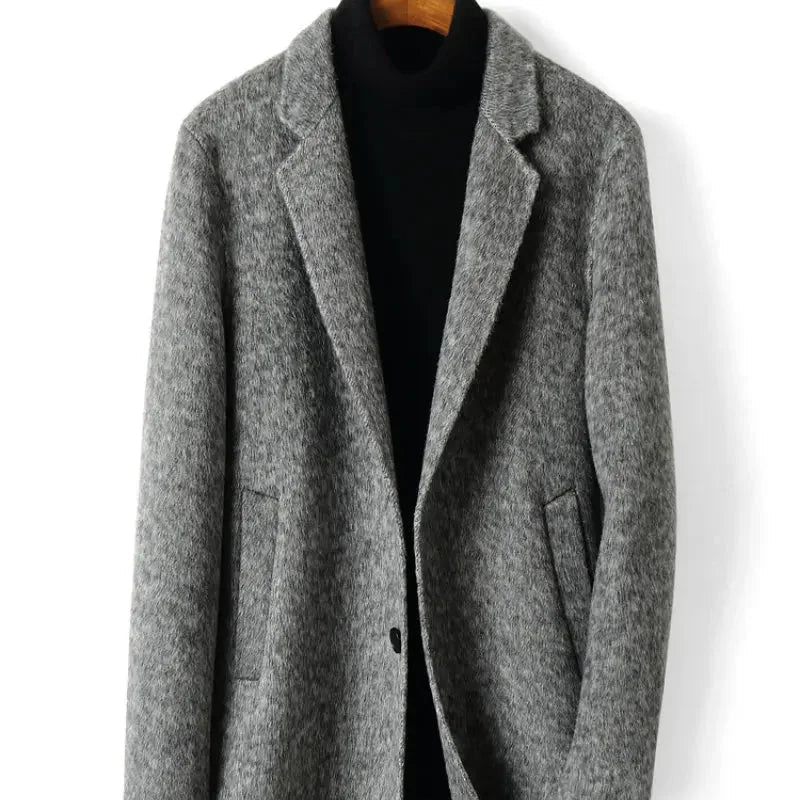 Men's Double-sided Cashmere Wool Turn-down Collar Trench Coat