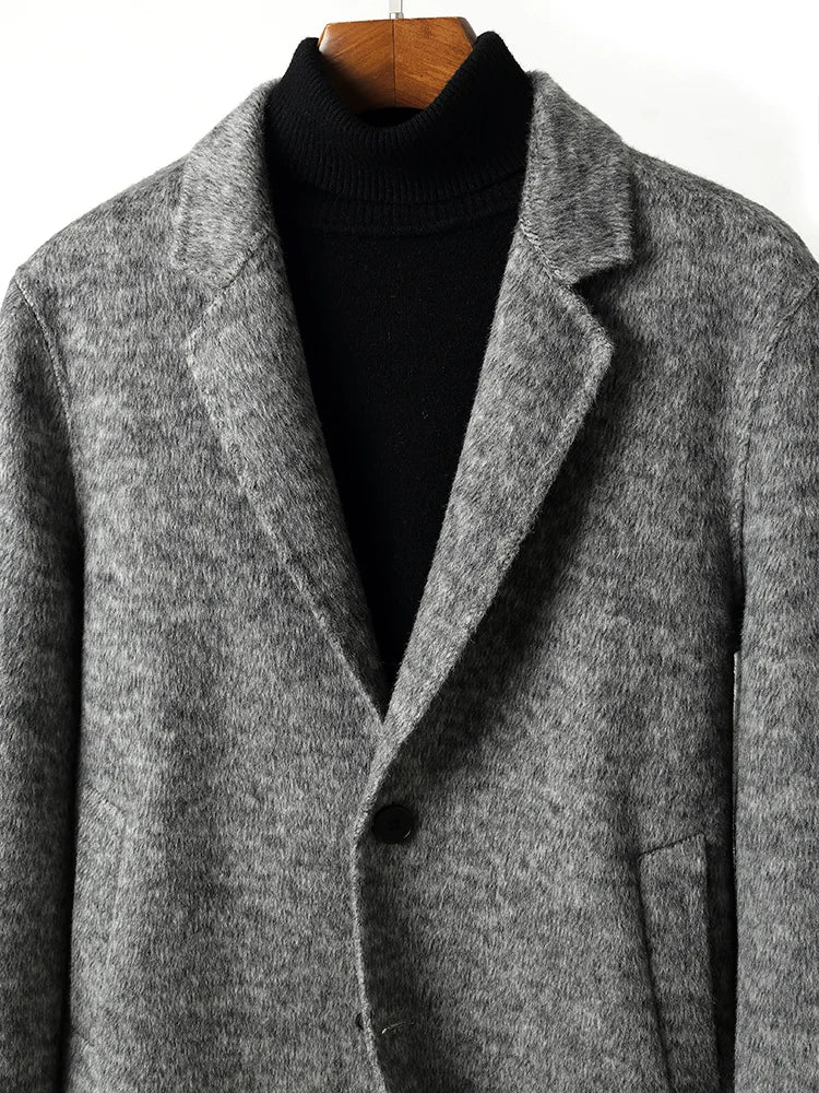 Men's Double-sided Cashmere Wool Turn-down Collar Trench Coat