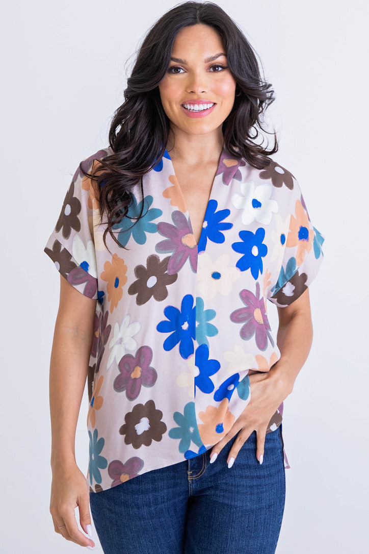 Multi Floral Signature Vneck