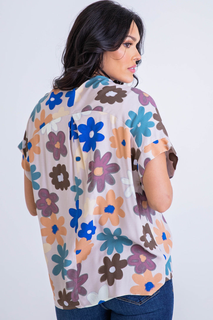 Multi Floral Signature Vneck