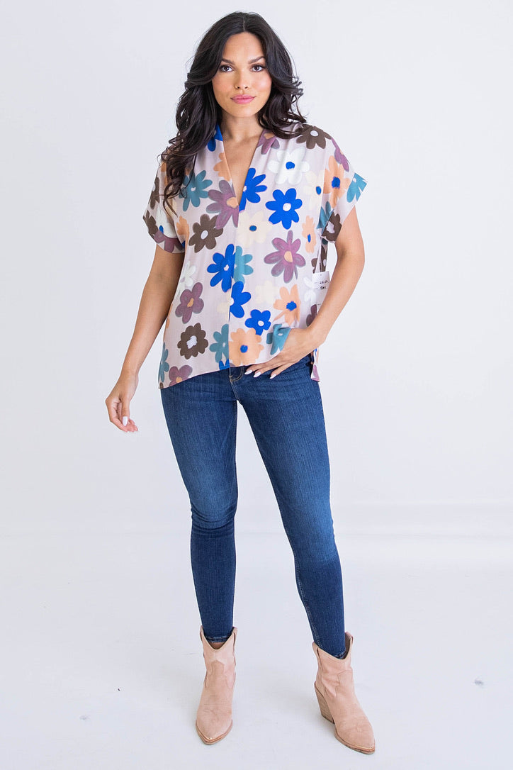 Multi Floral Signature Vneck