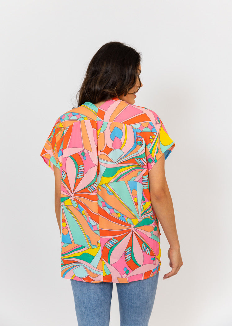 Multi Geometric Signature Vneck Top