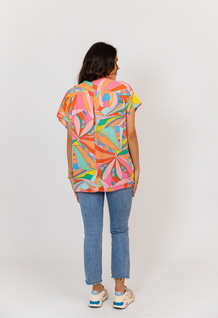 Multi Geometric Signature Vneck Top