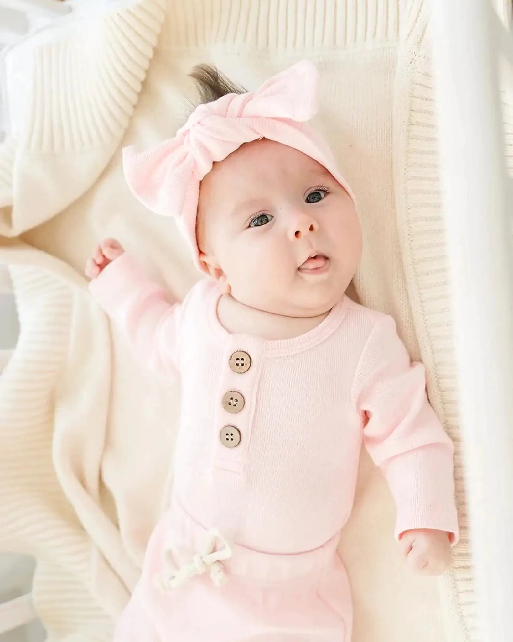 Organic 3 Button Bodysuit | Pink