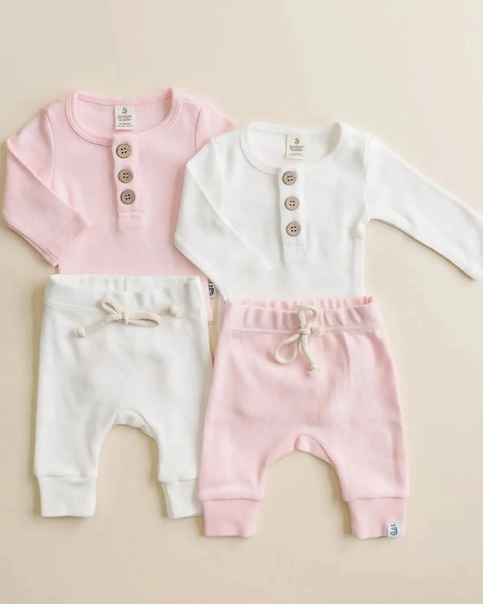 Organic 3 Button Bodysuit | Pink