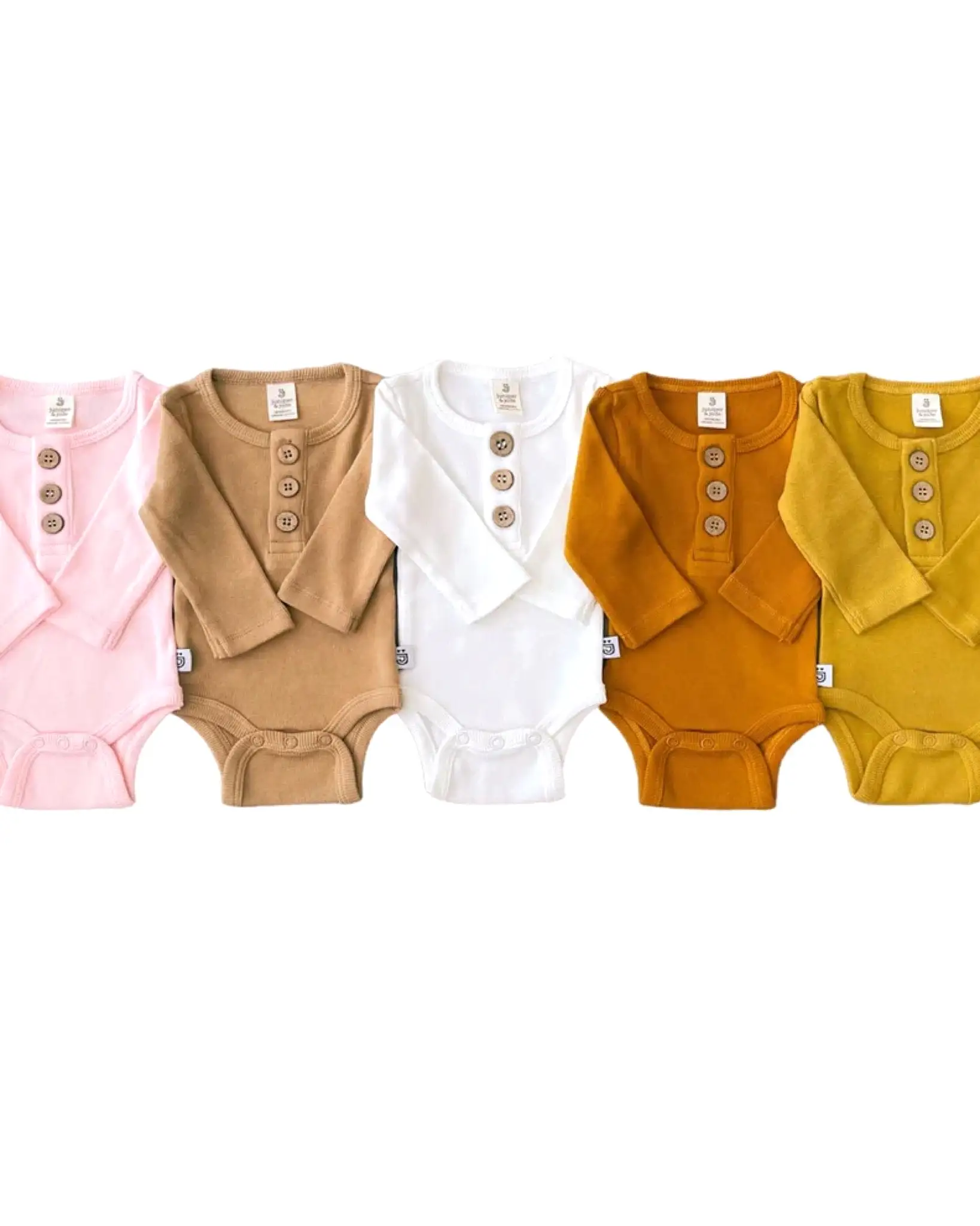 Organic 3 Button Bodysuit | Pink