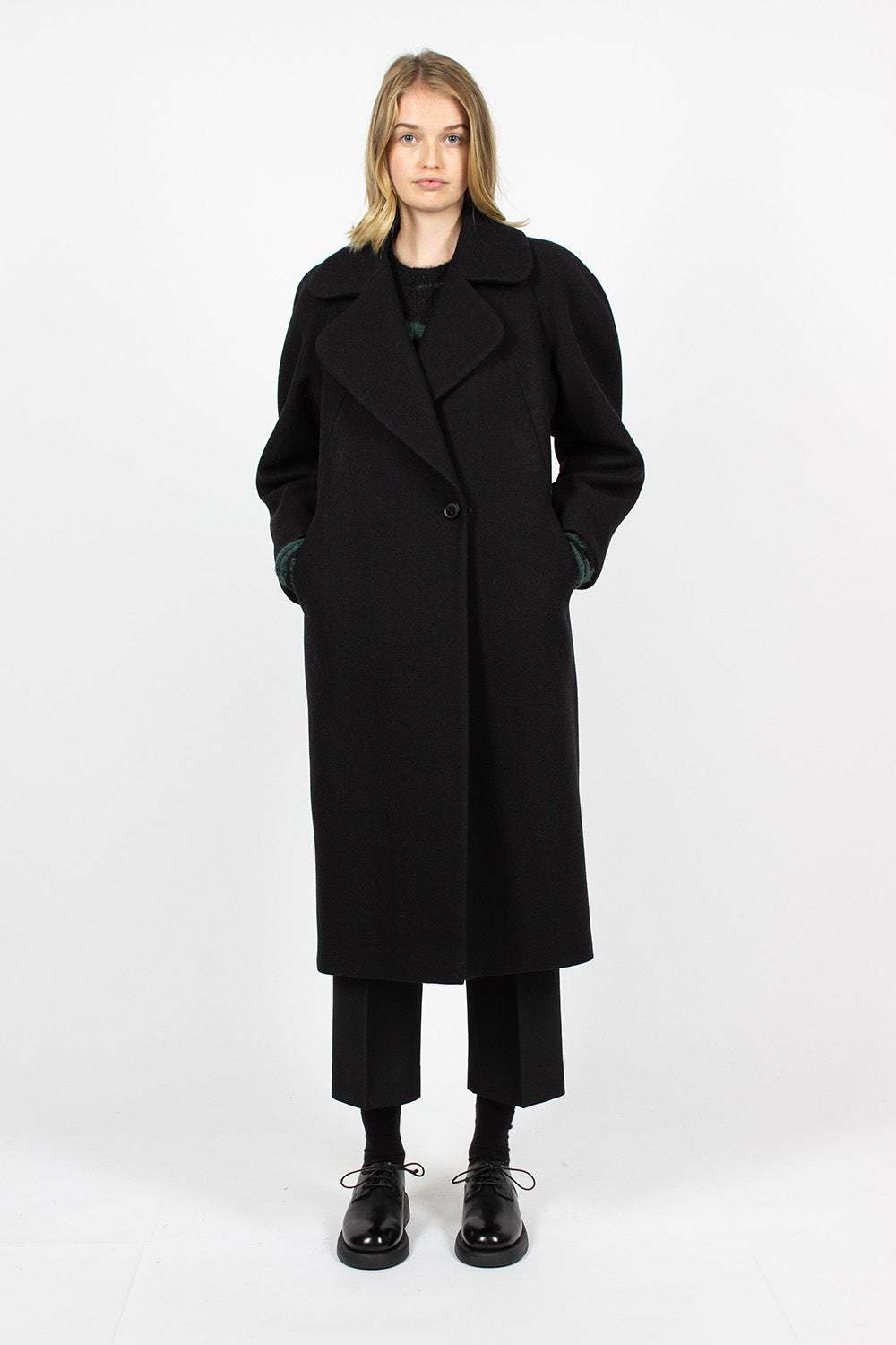 Oversized Collar Coat Black