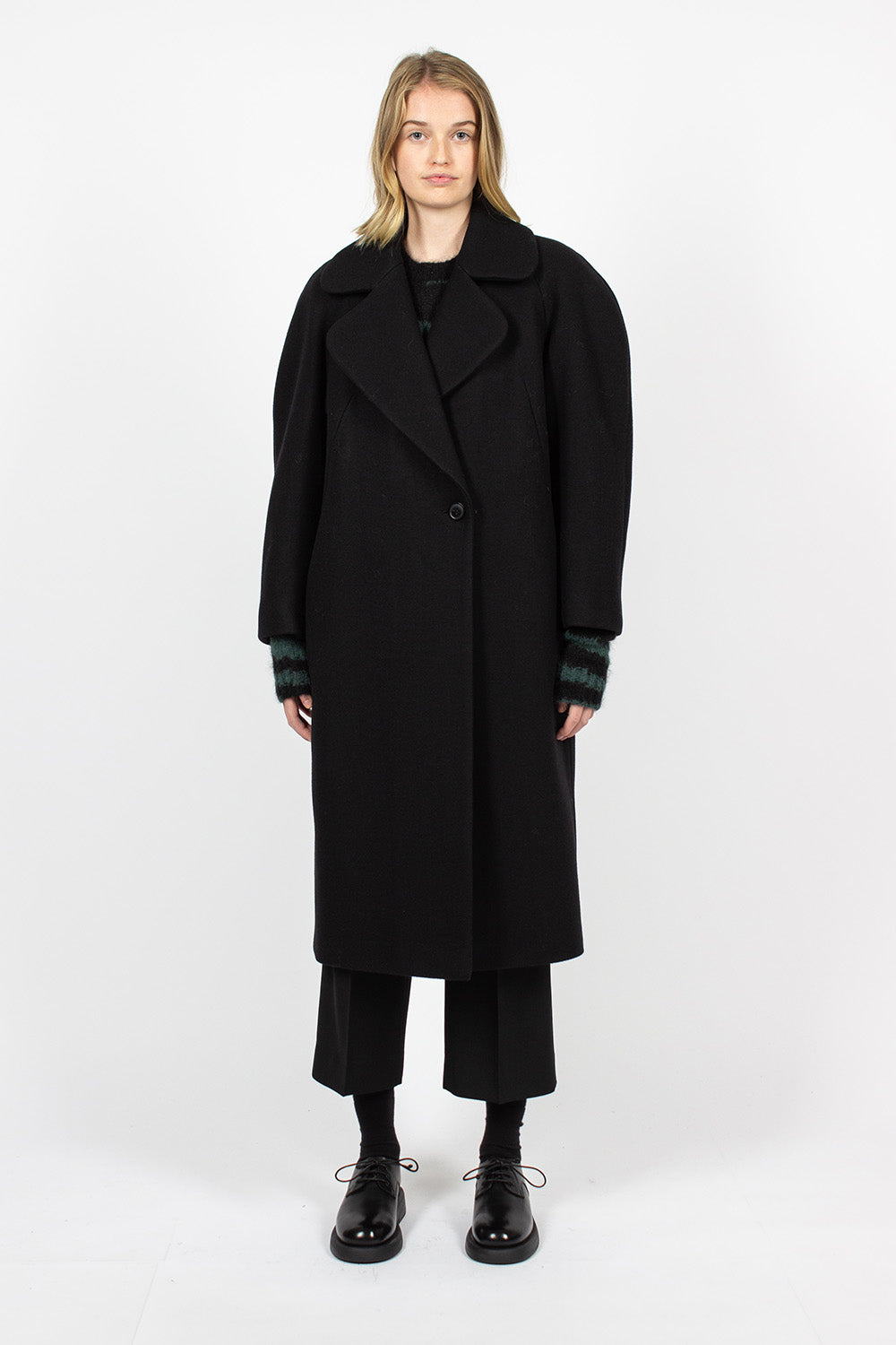 Oversized Collar Coat Black