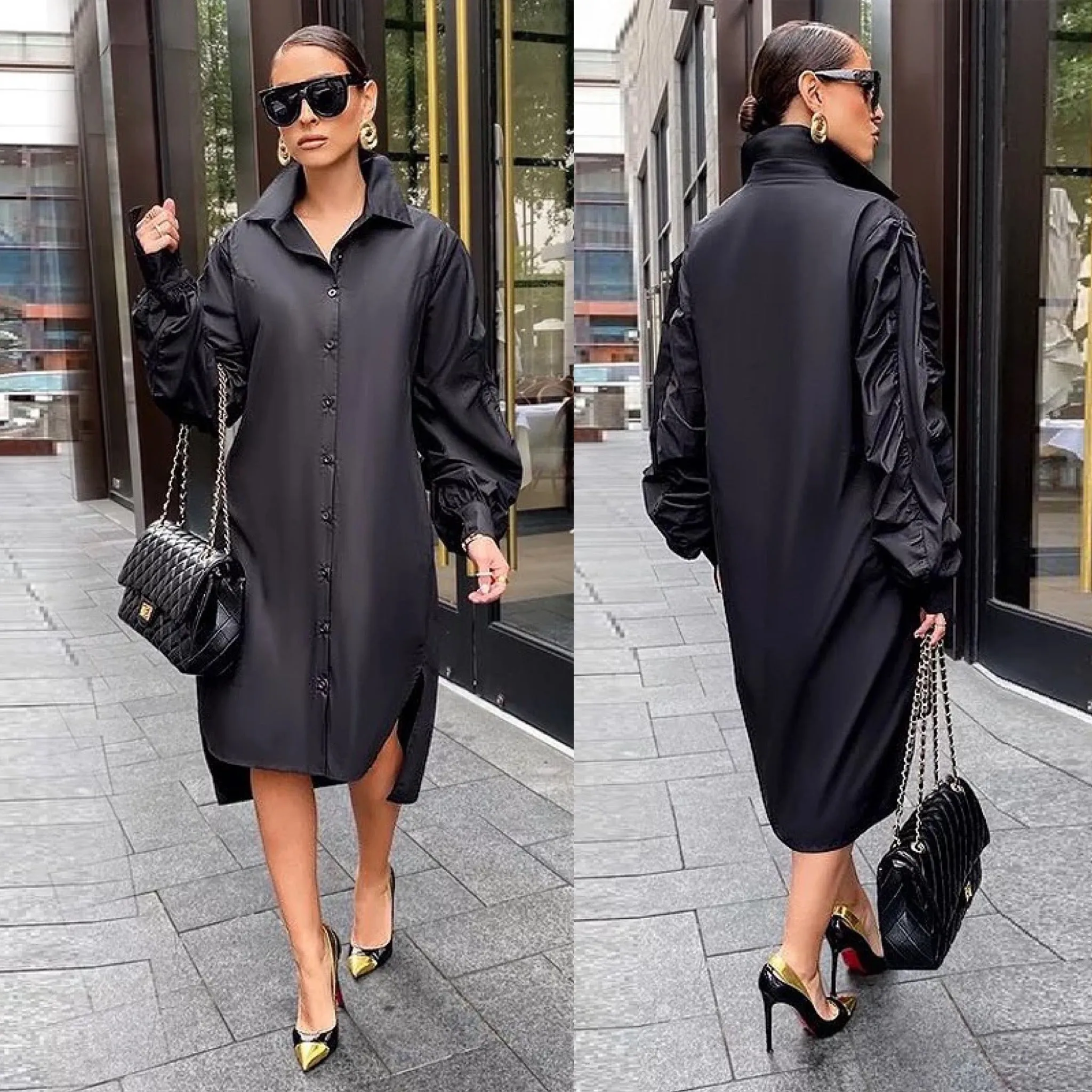 Oversized Shirt Midi Dress