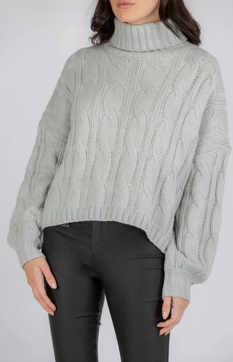 Oversized Turtleneck Cable Knit (AKN805)