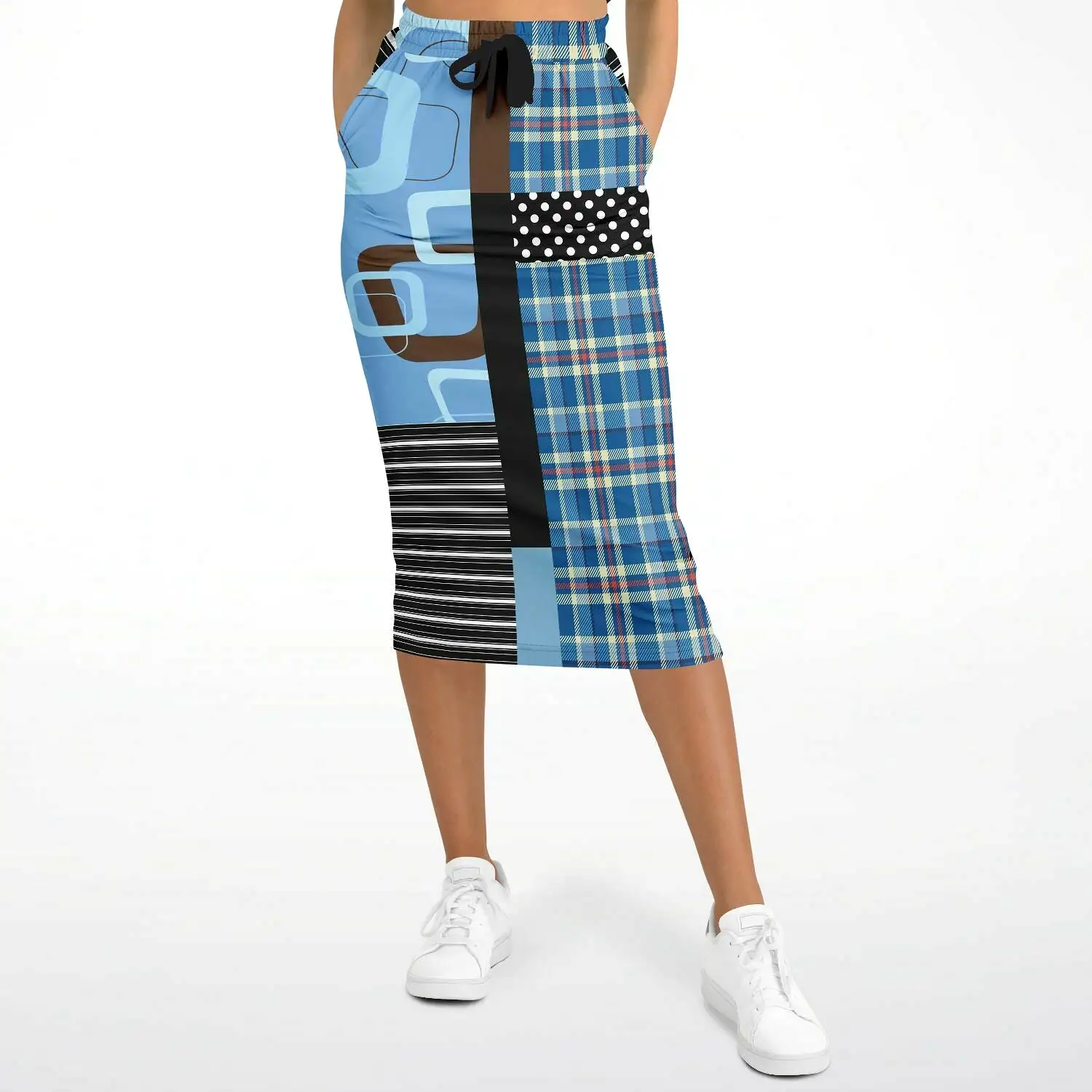 Pacific Palisades Geo Patchwork Eco-Poly Long Pocket Skirt