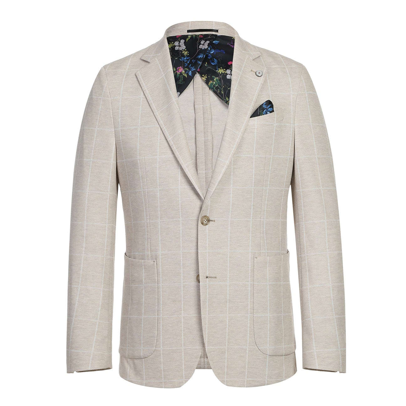 Pellagio Beige Plaid Men's Half Canvas Blazer PS23-7