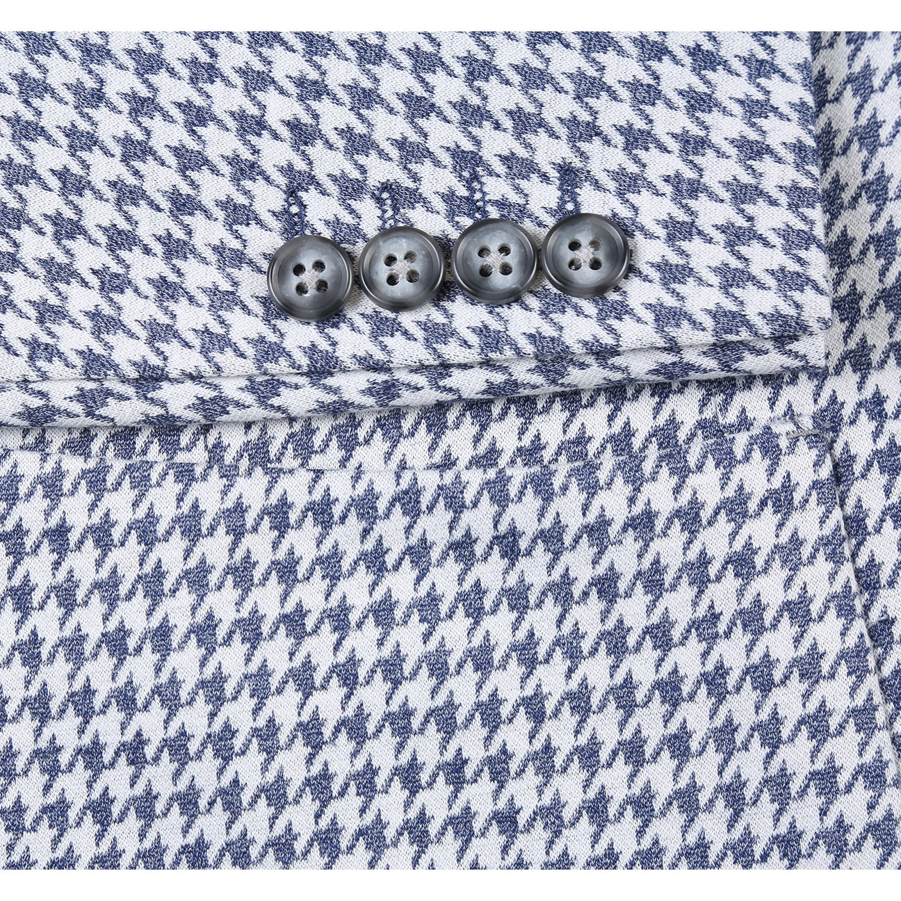 Pellagio Blue Houndstooth Men's Half Canvas Blazer PS23-5