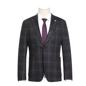 Pellagio Dark Grey Slim Fit Half Canvas Sports Coat PF22-6