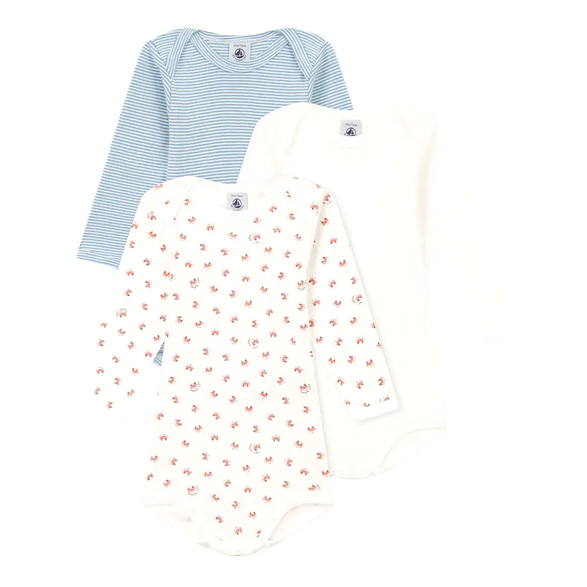 Petit Bateau Crossover LS Bodysuit - Foxes, Striped, Solid