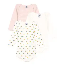 Petit Bateau Long Sleeve Bodysuit - Floral, Striped, Solid