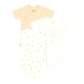 Petit Bateau Short Sleeve Crossover Bodysuit Onesie - Yellow White