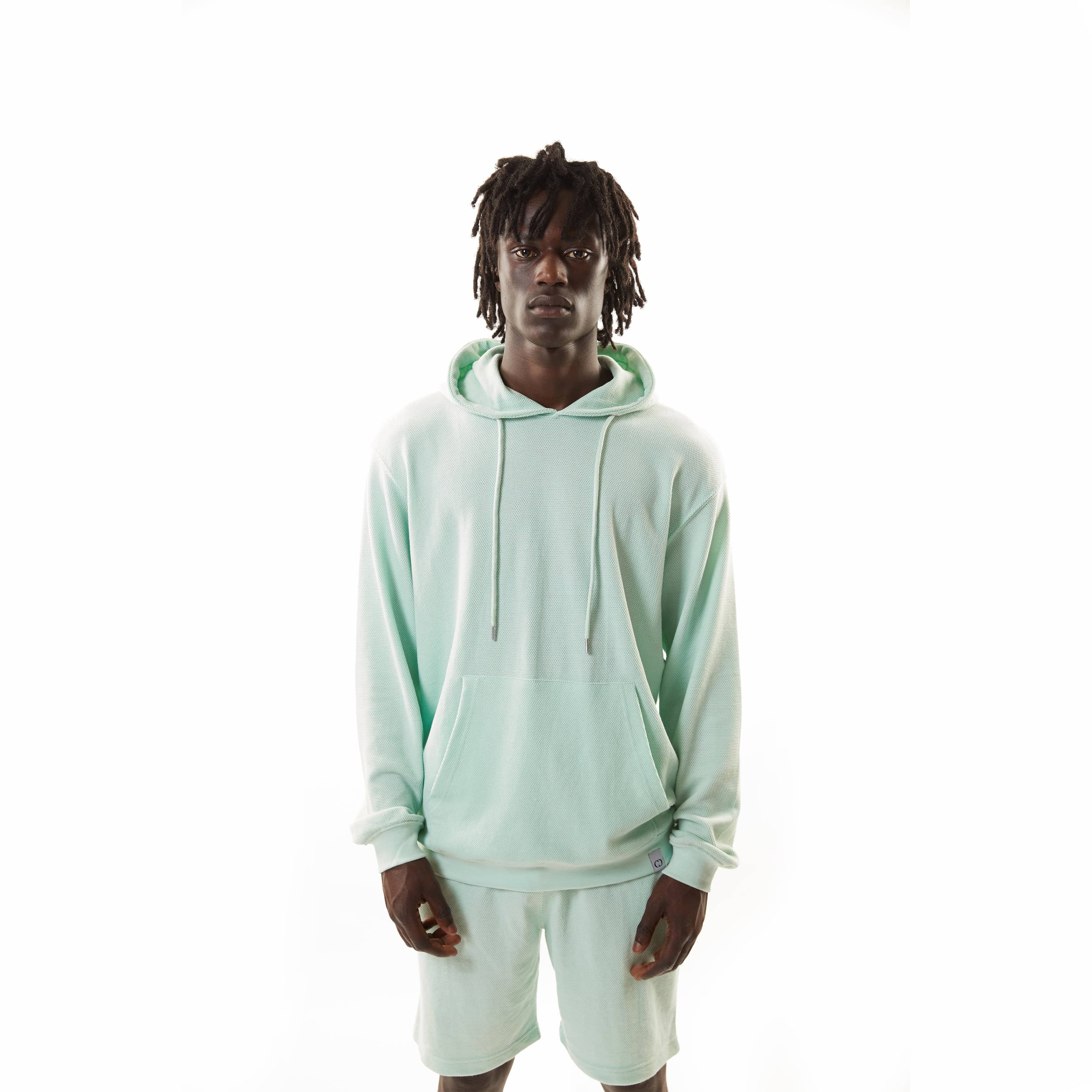 PIQUE KNITTED HOODIE - MINT